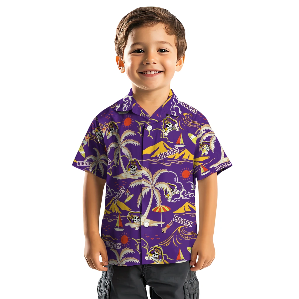 East Carolina Pirates Hawaiian Shirt - Palm Tree Island east carolina pirates palm tree island purple hawaiian shirts top rated