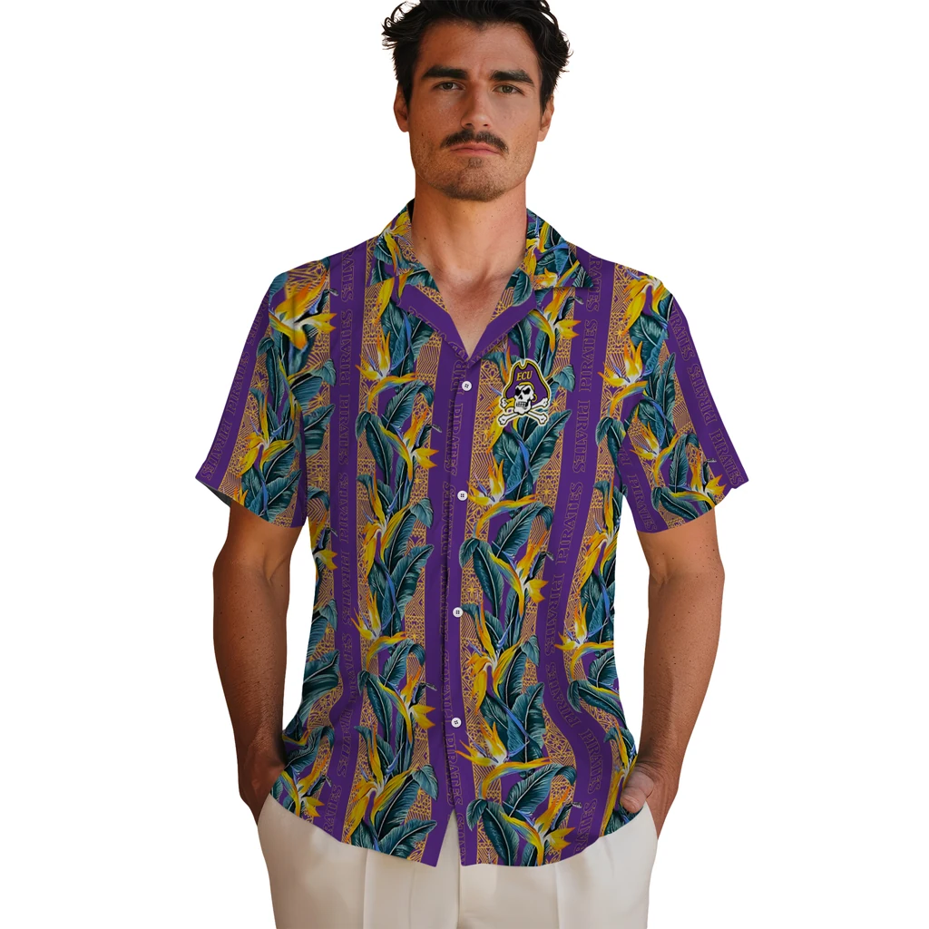 East Carolina Pirates Hawaiian Shirt - Paradise Vines east carolina pirates paradise vines purple hawaiian shirts fashion forward