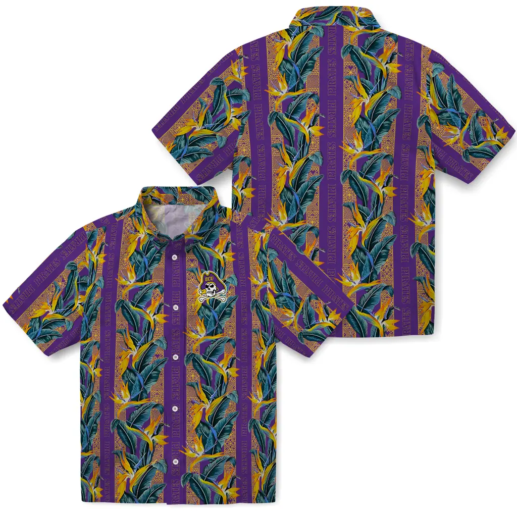 East Carolina Pirates Hawaiian Shirt - Paradise Vines east carolina pirates paradise vines purple hawaiian shirts high quality