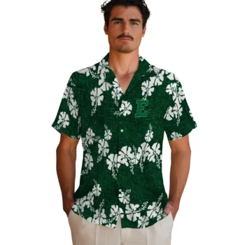 eastern michigan eagles hibiscus petals green hawaiian shirts fashion forward
