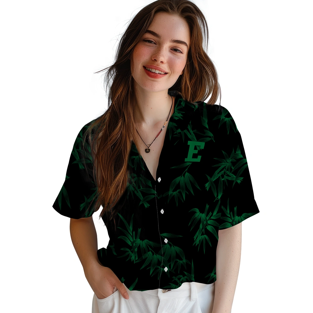Eastern Michigan Eagles Hawaiian Shirt - Bamboo Branches eastern michigan eagles bamboo branches green black hawaiian shirts latest model