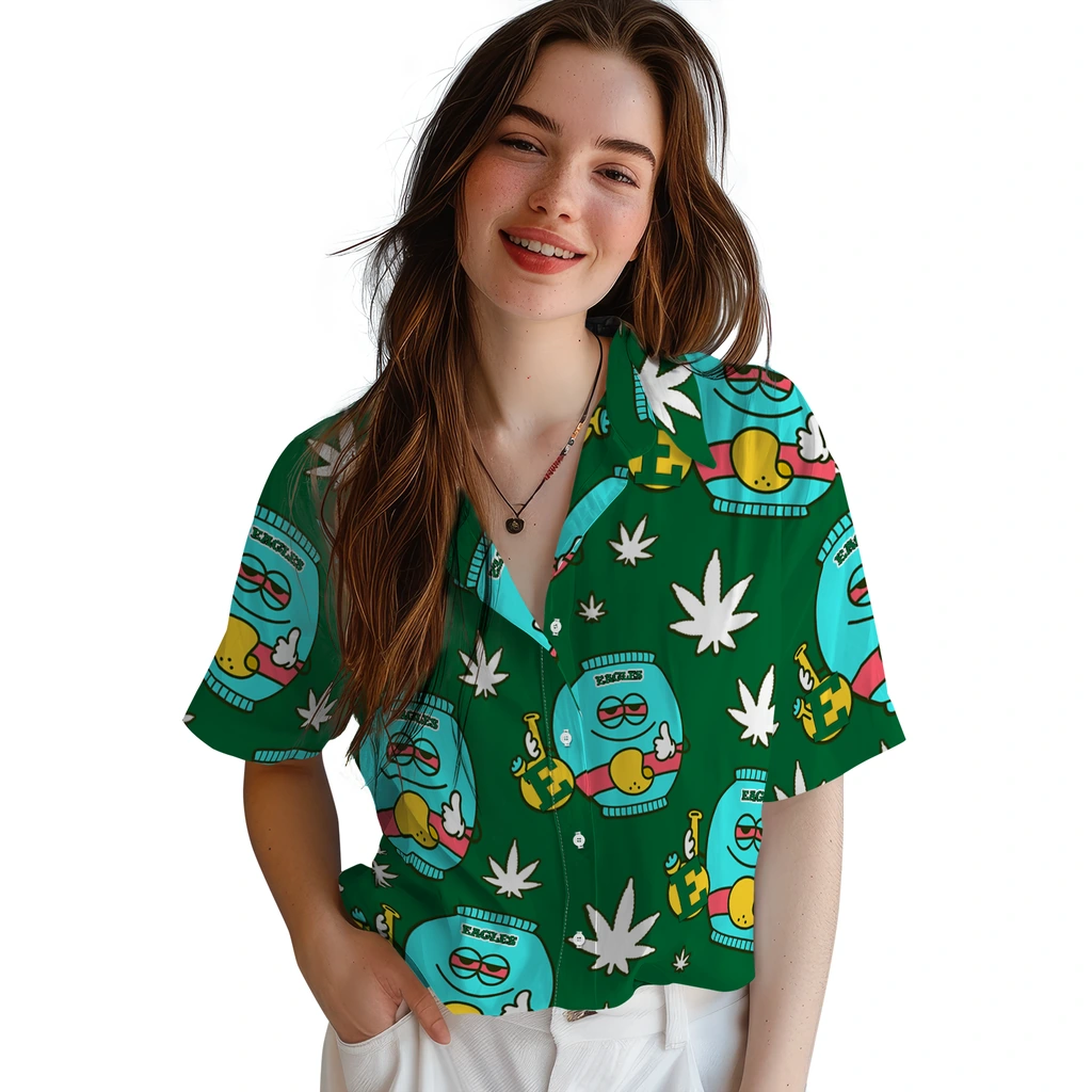 Eastern Michigan Eagles Hawaiian Shirt - Chill Vibe eastern michigan eagles bong smile green hawaiian shirts latest model