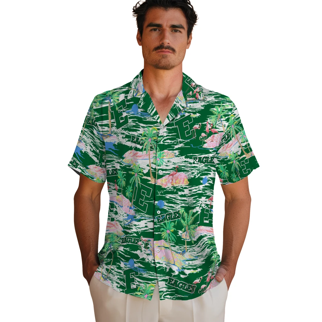 Eastern Michigan Eagles Hawaiian Shirt - Hawaii Island eastern michigan eagles flamingo retreat green hawaiian shirts fashion forward