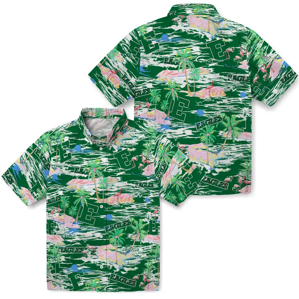 Eastern Michigan Eagles Hawaiian Shirt - Hawaii Island eastern michigan eagles flamingo retreat green hawaiian shirts high quality