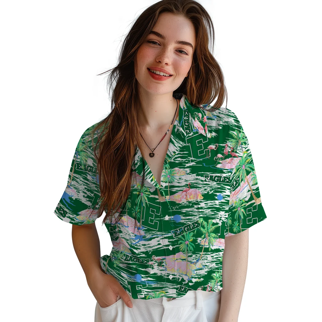 Eastern Michigan Eagles Hawaiian Shirt - Hawaii Island eastern michigan eagles flamingo retreat green hawaiian shirts latest model