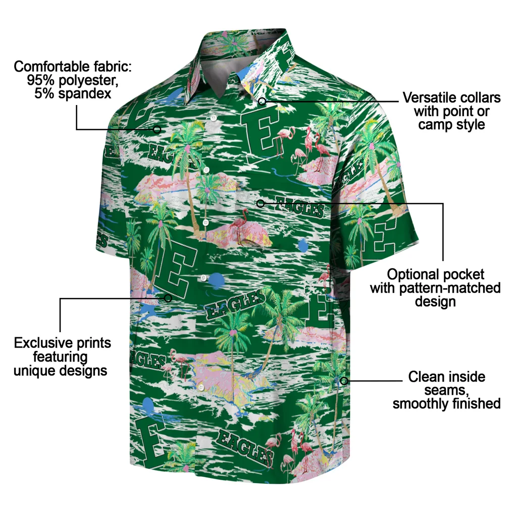 Eastern Michigan Eagles Hawaiian Shirt - Hawaii Island eastern michigan eagles flamingo retreat green hawaiian shirts new arrival