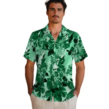 eastern michigan eagles hibiscus arrangement green hawaiian shirts fashion forward
