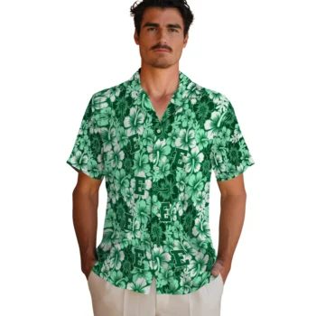 eastern michigan eagles hibiscus blooms green hawaiian shirts fashion forward