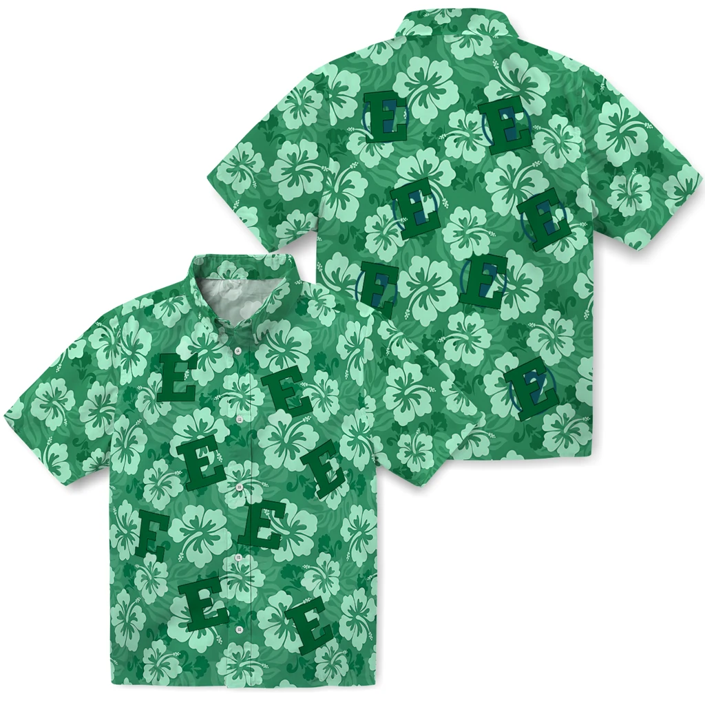 Eastern Michigan Eagles Hawaiian Shirt - Hibiscus Cluster eastern michigan eagles hibiscus cluster green hawaiian shirts high quality