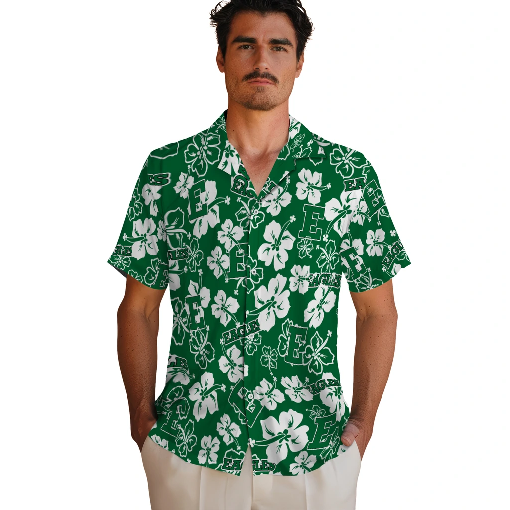 Eastern Michigan Eagles Hawaiian Shirt - Hibiscus Flower Design eastern michigan eagles hibiscus bloom green hawaiian shirts fashion forward