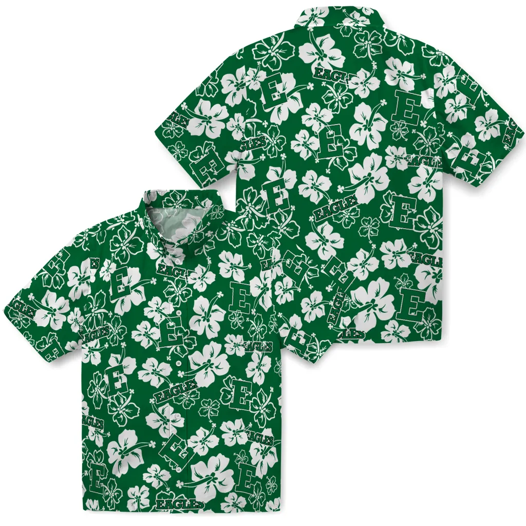 Eastern Michigan Eagles Hawaiian Shirt - Hibiscus Flower Design eastern michigan eagles hibiscus bloom green hawaiian shirts high quality