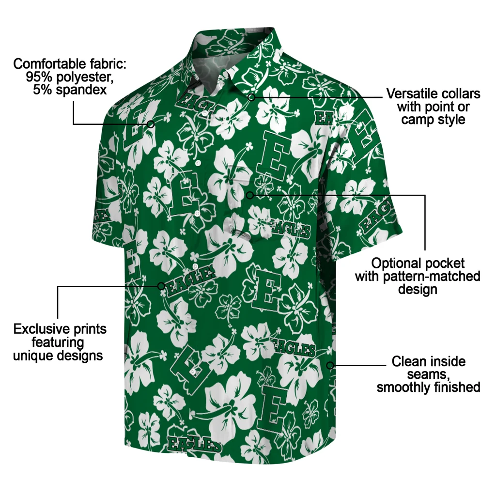 Eastern Michigan Eagles Hawaiian Shirt - Hibiscus Flower Design eastern michigan eagles hibiscus bloom green hawaiian shirts new arrival