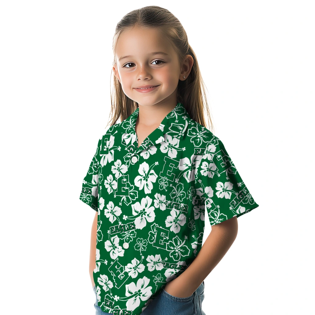 Eastern Michigan Eagles Hawaiian Shirt - Hibiscus Flower Design eastern michigan eagles hibiscus bloom green hawaiian shirts premium grade
