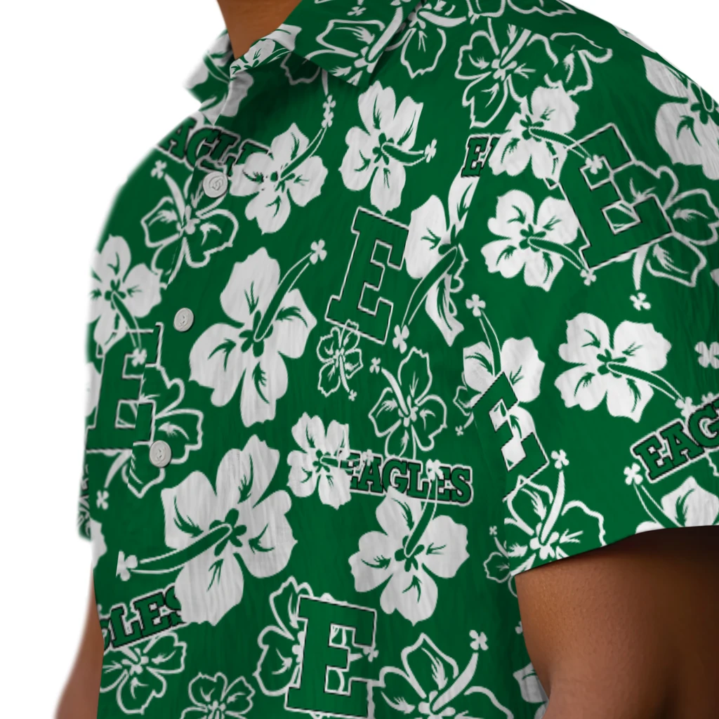 Eastern Michigan Eagles Hawaiian Shirt - Hibiscus Flower Design eastern michigan eagles hibiscus bloom green hawaiian shirts trendy