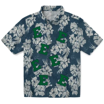 eastern michigan eagles hibiscus flowers navy blue hawaiian shirts best selling