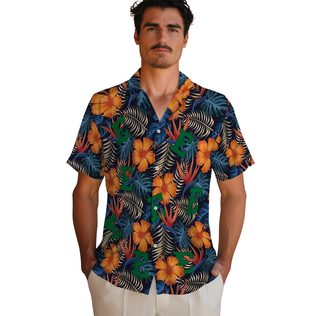 Eastern Michigan Eagles Hawaiian Shirt - Hibiscus Foliage eastern michigan eagles hibiscus foliage hawaiian shirts fashion forward