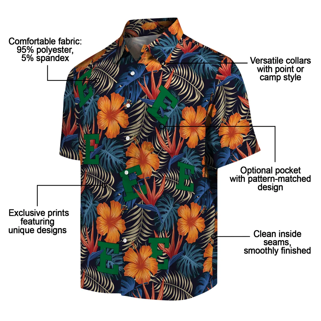 Eastern Michigan Eagles Hawaiian Shirt - Hibiscus Foliage eastern michigan eagles hibiscus foliage hawaiian shirts new arrival