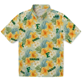 eastern michigan eagles hibiscus mood pale lime yellow hawaiian shirts best selling