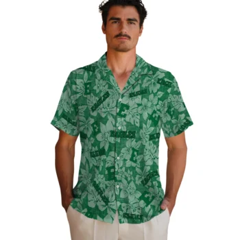 eastern michigan eagles hibiscus oasis green hawaiian shirts fashion forward