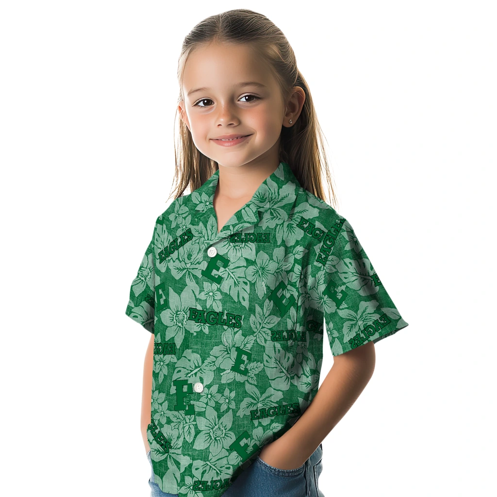 Eastern Michigan Eagles Hawaiian Shirt - Hibiscus Oasis eastern michigan eagles hibiscus oasis green hawaiian shirts premium grade