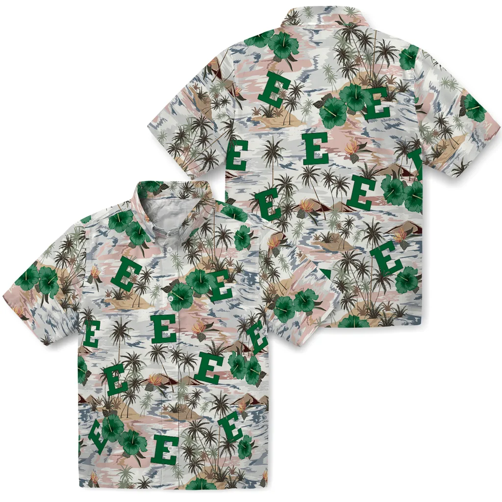 Eastern Michigan Eagles Hawaiian Shirt - Hibiscus Seaside eastern michigan eagles hibiscus seaside white hawaiian shirts high quality