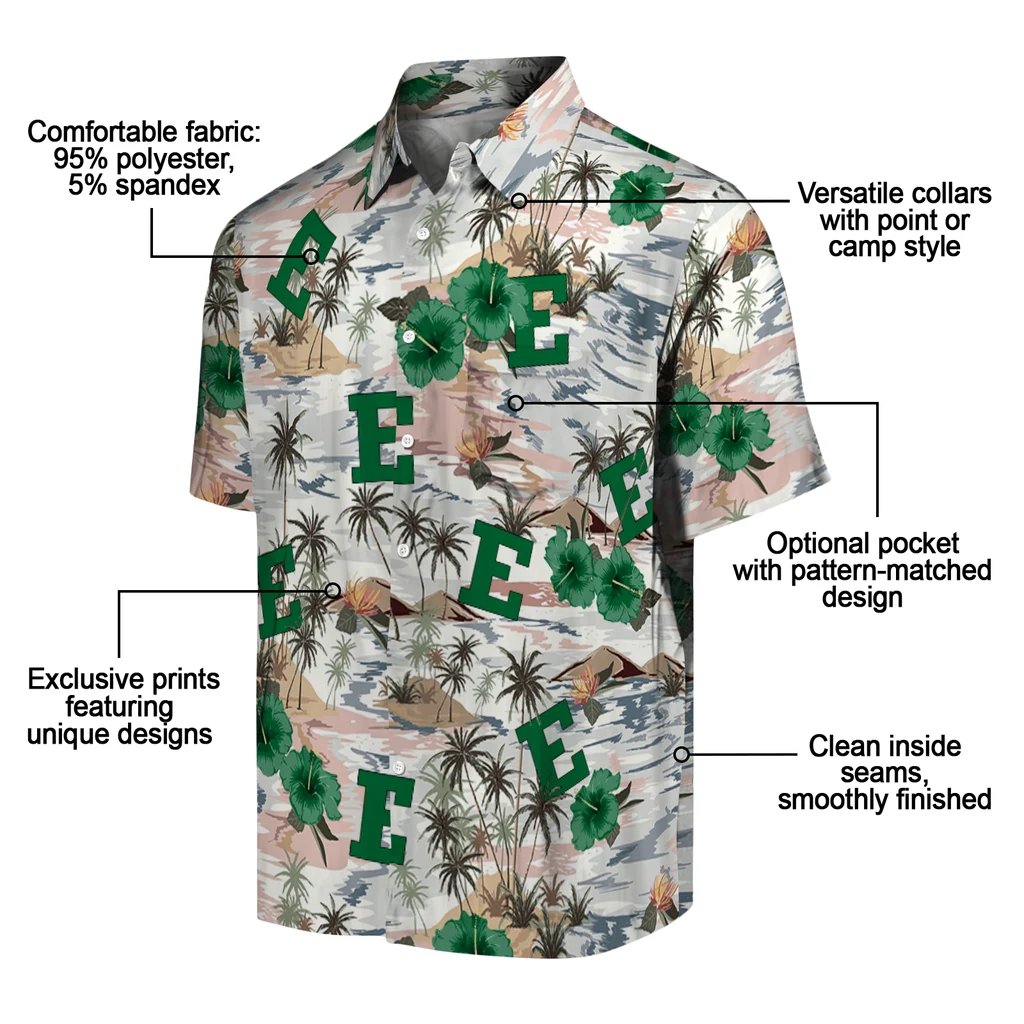 Eastern Michigan Eagles Hawaiian Shirt - Hibiscus Seaside eastern michigan eagles hibiscus seaside white hawaiian shirts new arrival