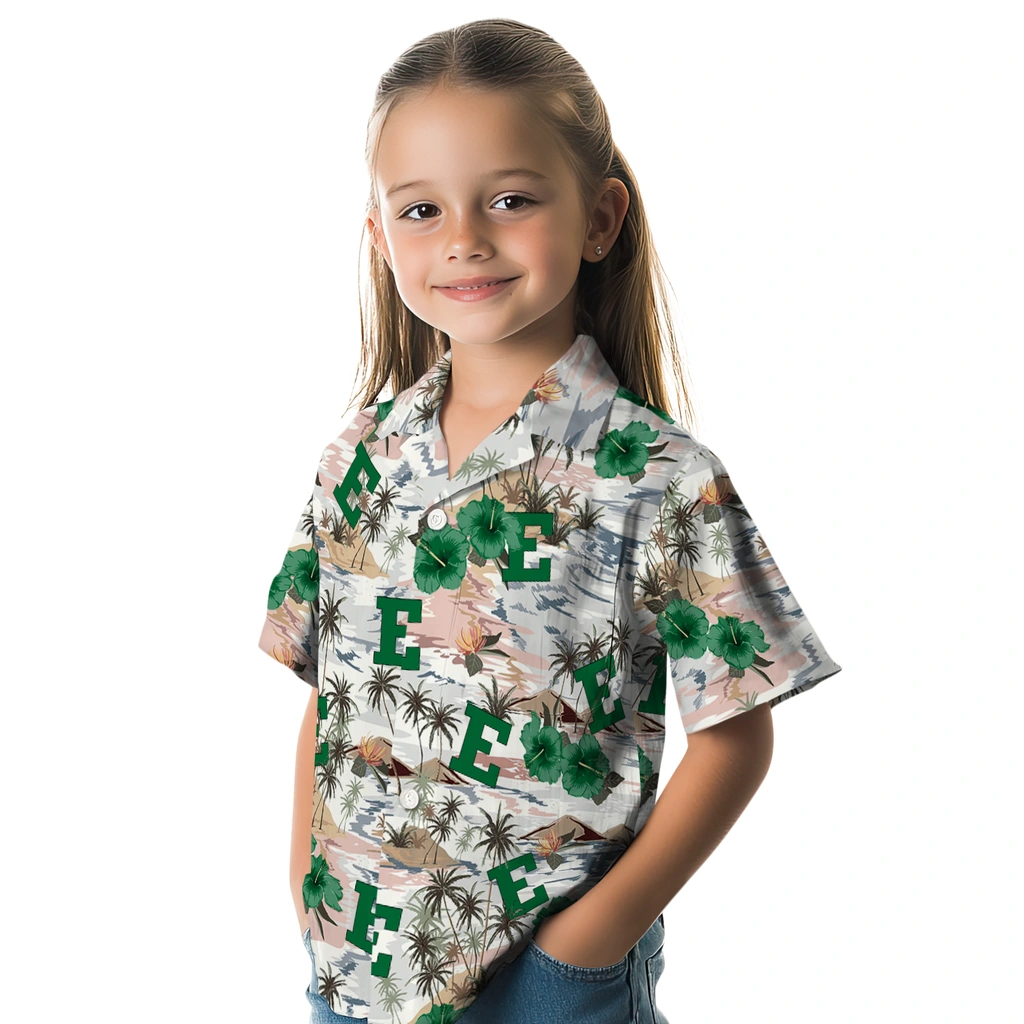 Eastern Michigan Eagles Hawaiian Shirt - Hibiscus Seaside eastern michigan eagles hibiscus seaside white hawaiian shirts premium grade