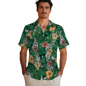 eastern michigan eagles tiki jungle green hawaiian shirts fashion forward