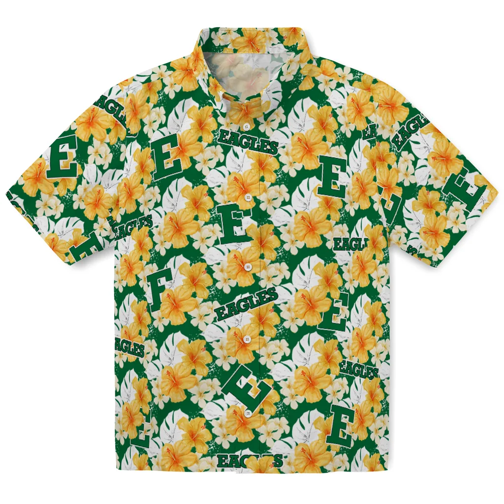 Eastern Michigan Eagles Hawaiian Shirt - Hibiscus Tropics eastern michigan eagles hibiscus tropics green yellow hawaiian shirts best selling