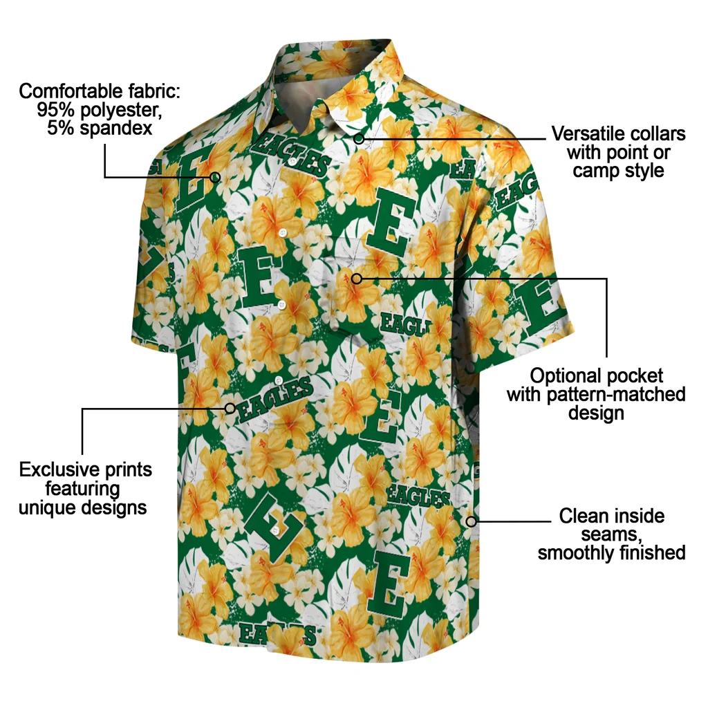 Eastern Michigan Eagles Hawaiian Shirt - Hibiscus Tropics eastern michigan eagles hibiscus tropics green yellow hawaiian shirts new arrival