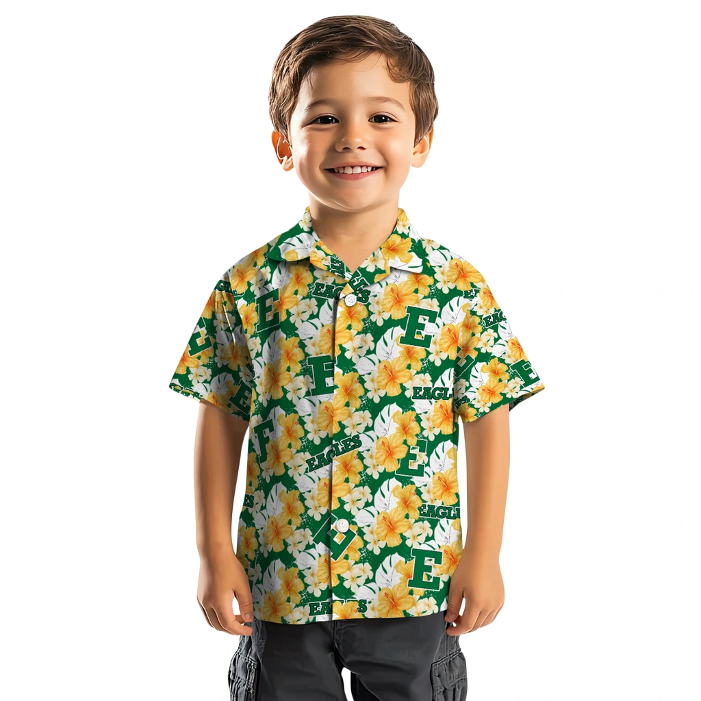 Eastern Michigan Eagles Hawaiian Shirt - Hibiscus Tropics eastern michigan eagles hibiscus tropics green yellow hawaiian shirts top rated