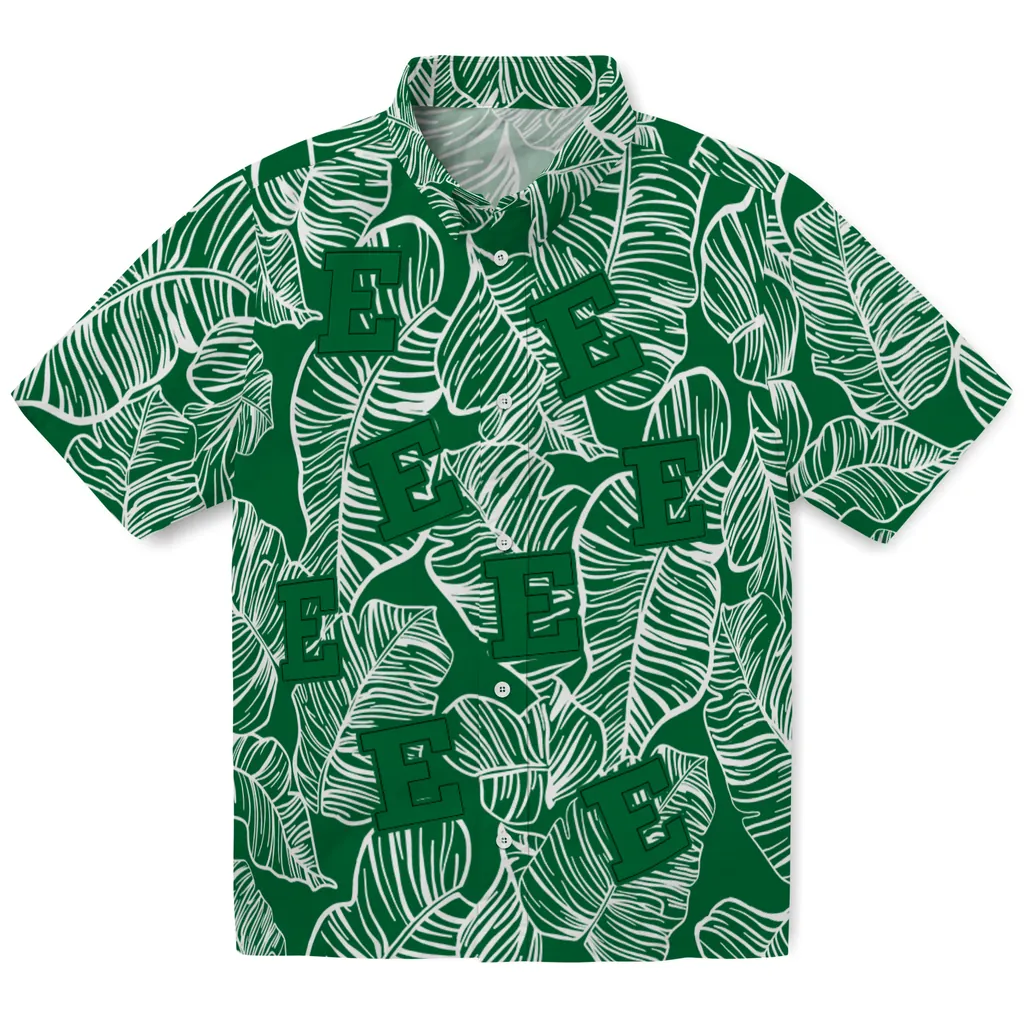 Eastern Michigan Eagles Hawaiian Shirt - Leaf Outline eastern michigan eagles leaf outline green hawaiian shirts best selling