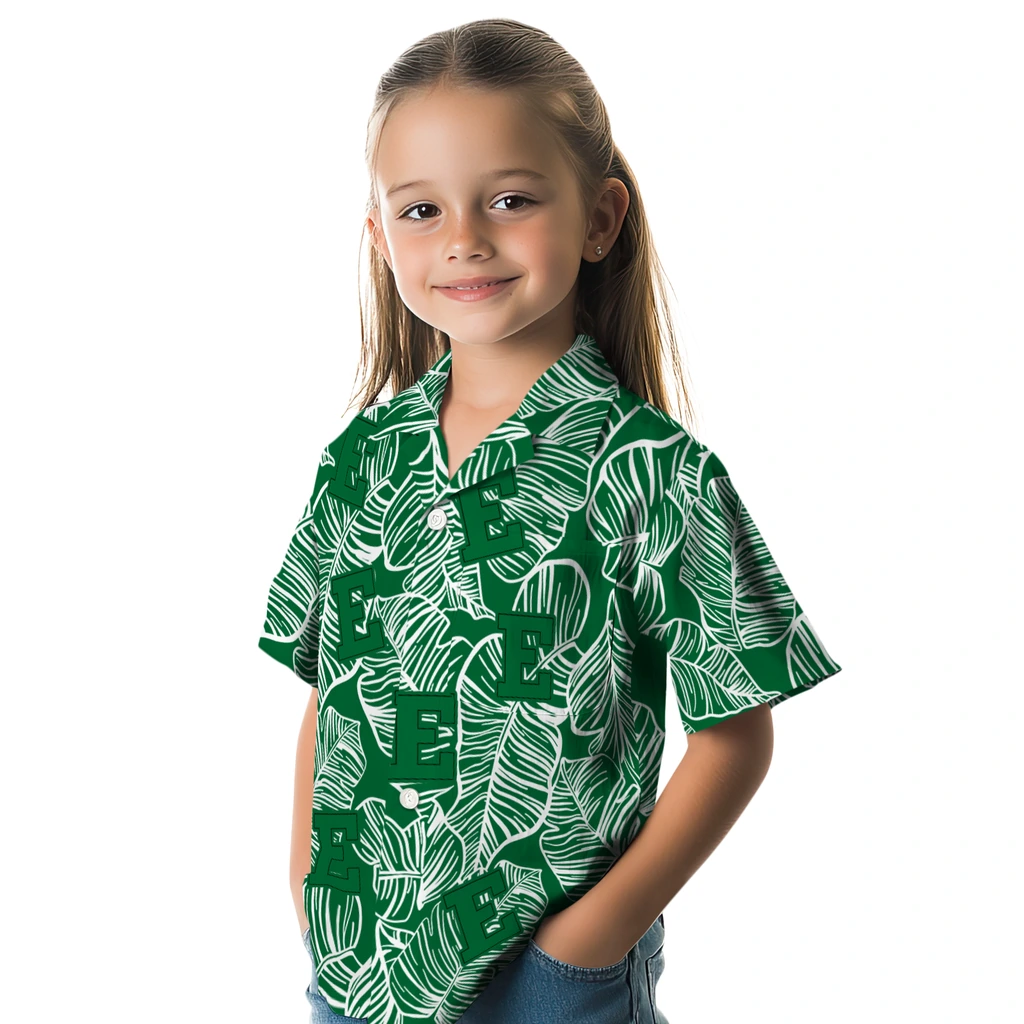Eastern Michigan Eagles Hawaiian Shirt - Leaf Outline eastern michigan eagles leaf outline green hawaiian shirts premium grade