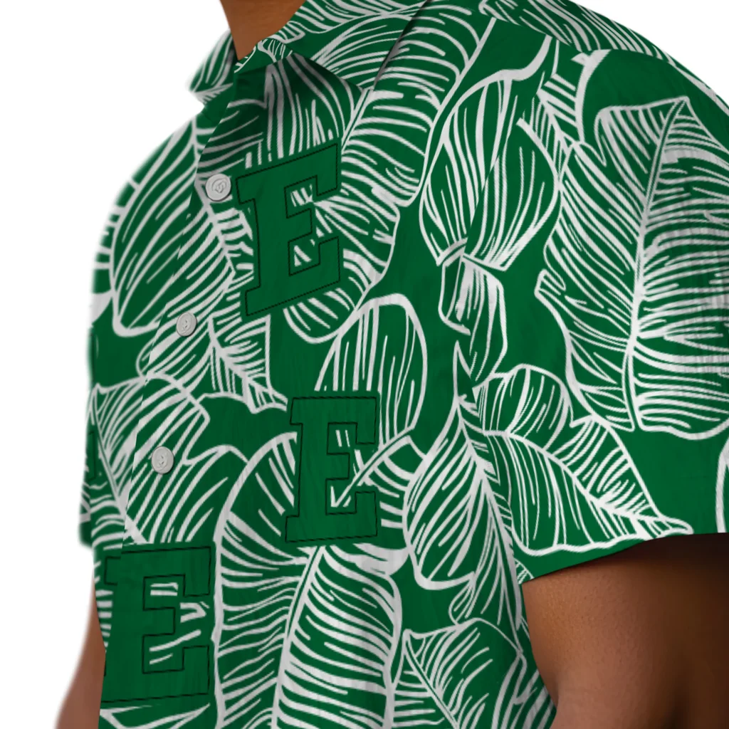Eastern Michigan Eagles Hawaiian Shirt - Leaf Outline eastern michigan eagles leaf outline green hawaiian shirts trendy