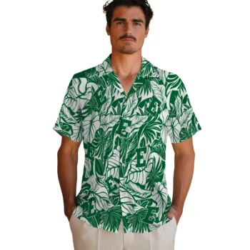 eastern michigan eagles monstera layer green hawaiian shirts fashion forward