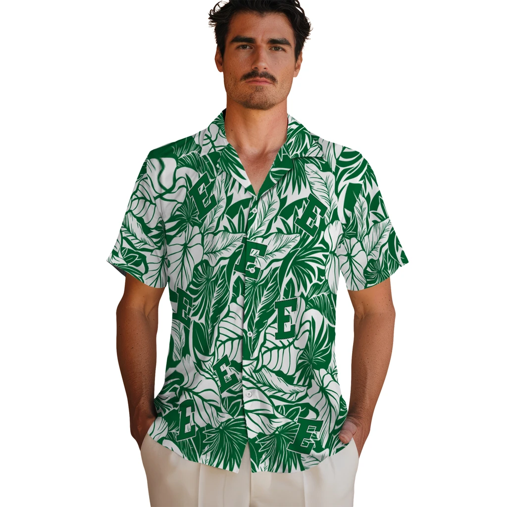 Eastern Michigan Eagles Hawaiian Shirt - Monstera Layer eastern michigan eagles monstera layer green hawaiian shirts fashion forward
