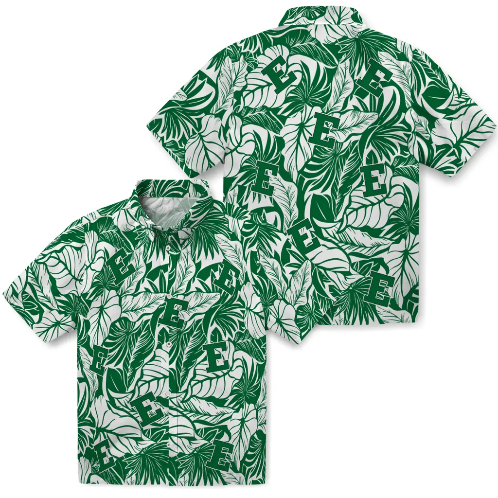 Eastern Michigan Eagles Hawaiian Shirt - Monstera Layer eastern michigan eagles monstera layer green hawaiian shirts high quality