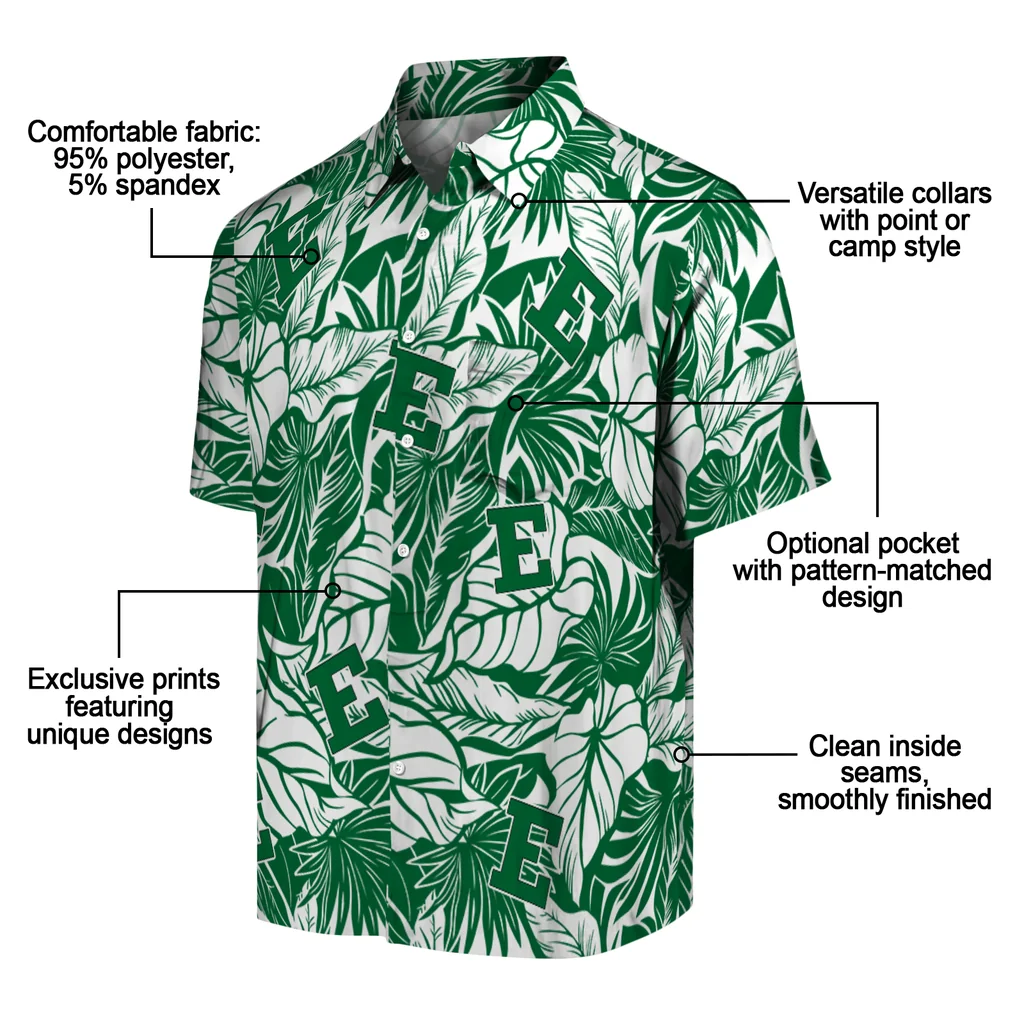 Eastern Michigan Eagles Hawaiian Shirt - Monstera Layer eastern michigan eagles monstera layer green hawaiian shirts new arrival