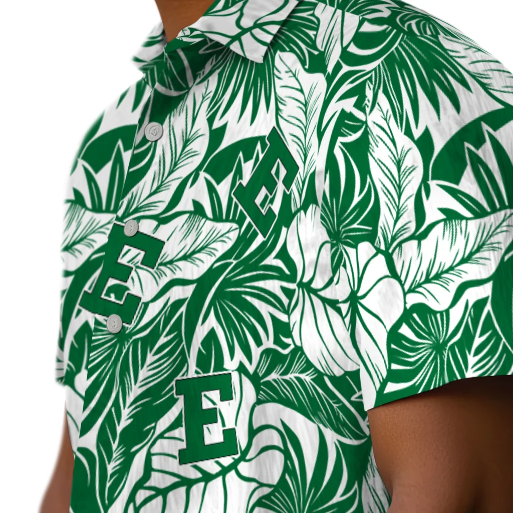 Eastern Michigan Eagles Hawaiian Shirt - Monstera Layer eastern michigan eagles monstera layer green hawaiian shirts trendy