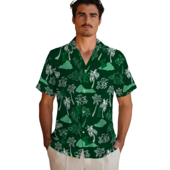 eastern michigan eagles palm and clouds green hawaiian shirts fashion forward