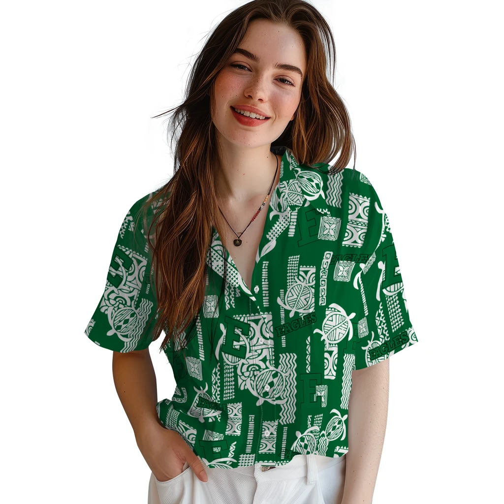 Eastern Michigan Eagles Hawaiian Shirt - Turtle Lines eastern michigan eagles turtle lines green hawaiian shirts latest model