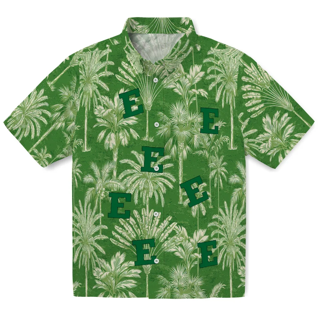 Eastern Michigan Eagles Hawaiian Shirt - Vintage Palm Tree eastern michigan eagles palm shadows green hawaiian shirts best selling