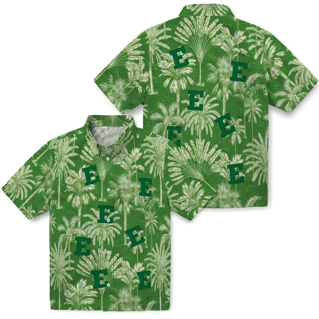 Eastern Michigan Eagles Hawaiian Shirt - Vintage Palm Tree eastern michigan eagles palm shadows green hawaiian shirts high quality