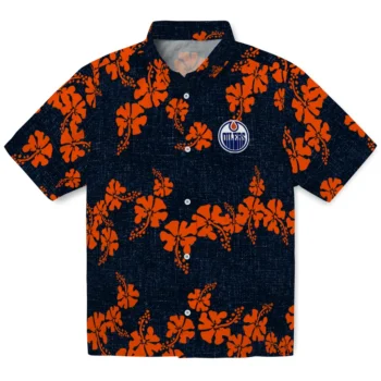 edmonton oilers hibiscus petals blue hawaiian shirts best selling