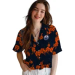Edmonton Oilers Hawaiian Shirt – 50th State Flower