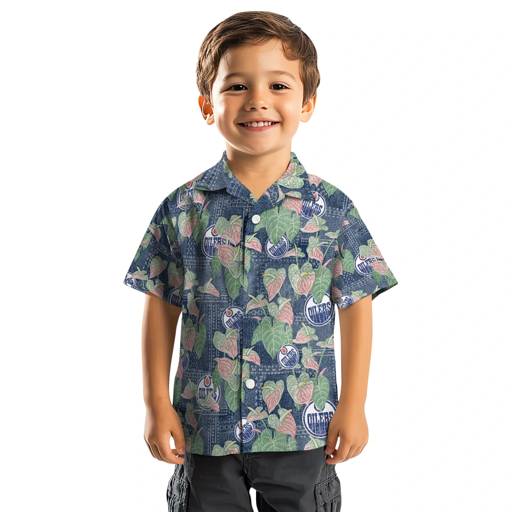 Edmonton Oilers Hawaiian Shirt - Anthurium Overlay edmonton oilers anthurium overlay blue hawaiian shirts top rated
