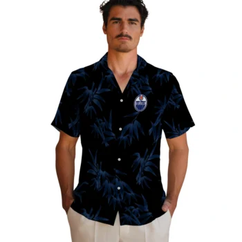 edmonton oilers bamboo branches blue black hawaiian shirts fashion forward