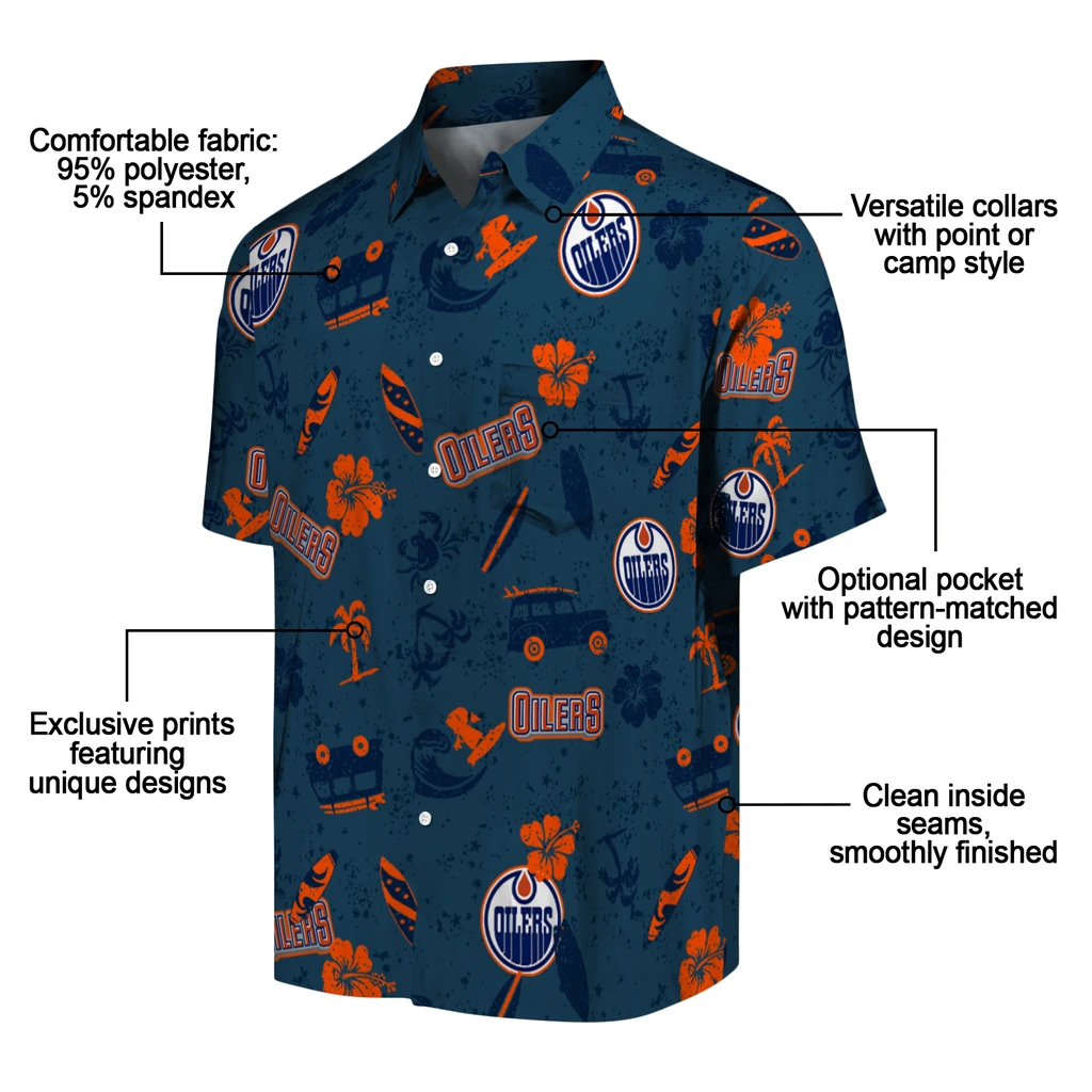 Edmonton Oilers Hawaiian Shirt - Beach Vibe edmonton oilers beach vibe navy hawaiian shirts new arrival
