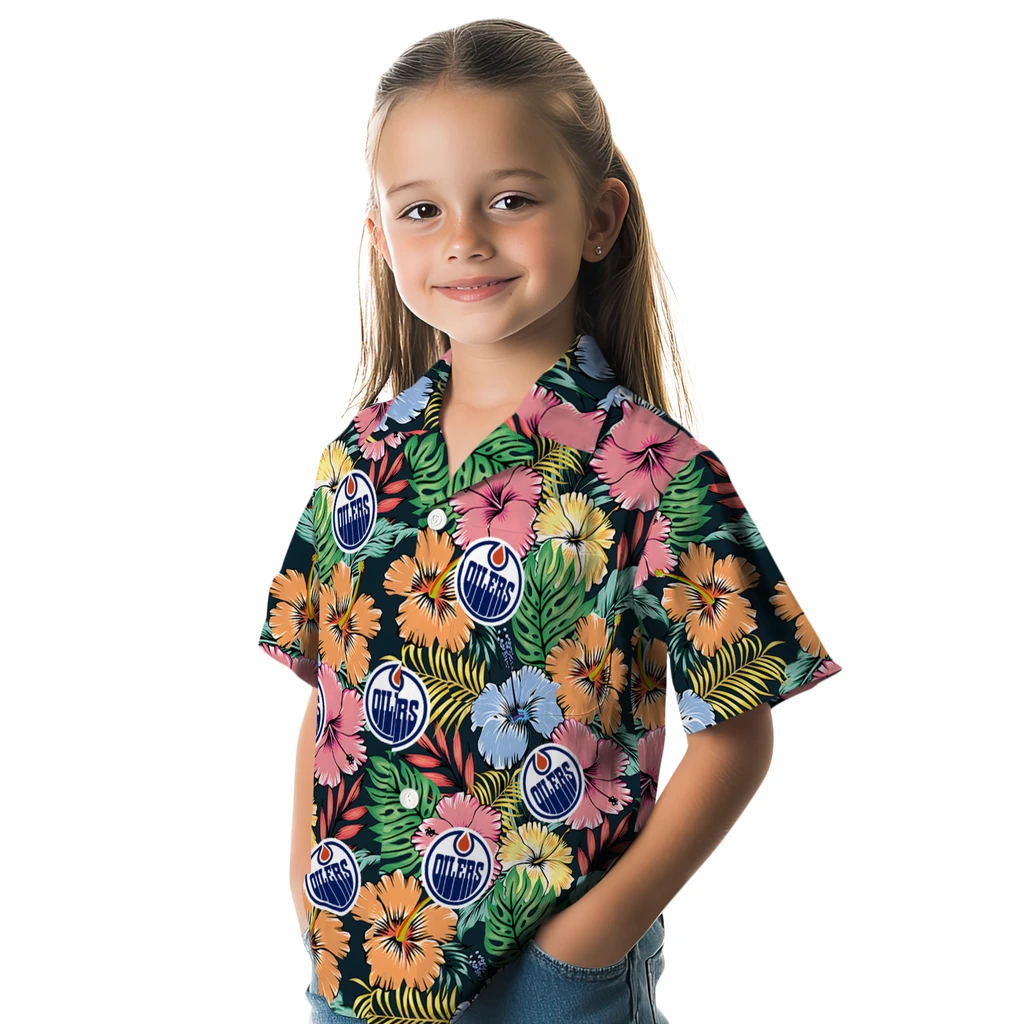 Edmonton Oilers Hawaiian Shirt - Brilliant Hibiscus Garden edmonton oilers brilliant hibiscus garden hawaiian shirts premium grade