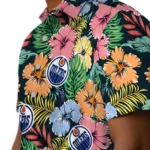 Edmonton Oilers Hawaiian Shirt – Brilliant Hibiscus Garden